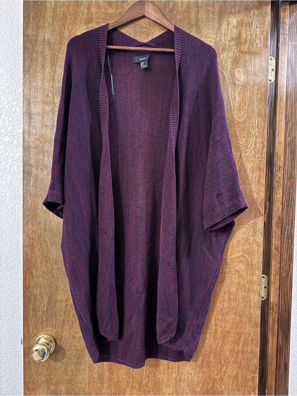 Burgundy Batwing Cardigan, Knee length, Oversized